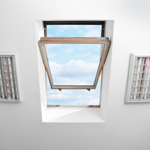 view from below of a skylight